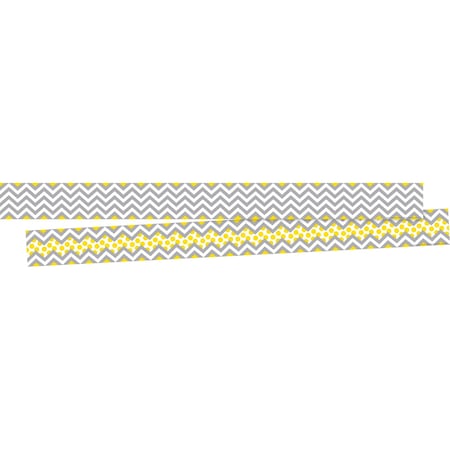 Barker Creek Chevron Gray & Yellow Double-Sided Border, 24/set 3691